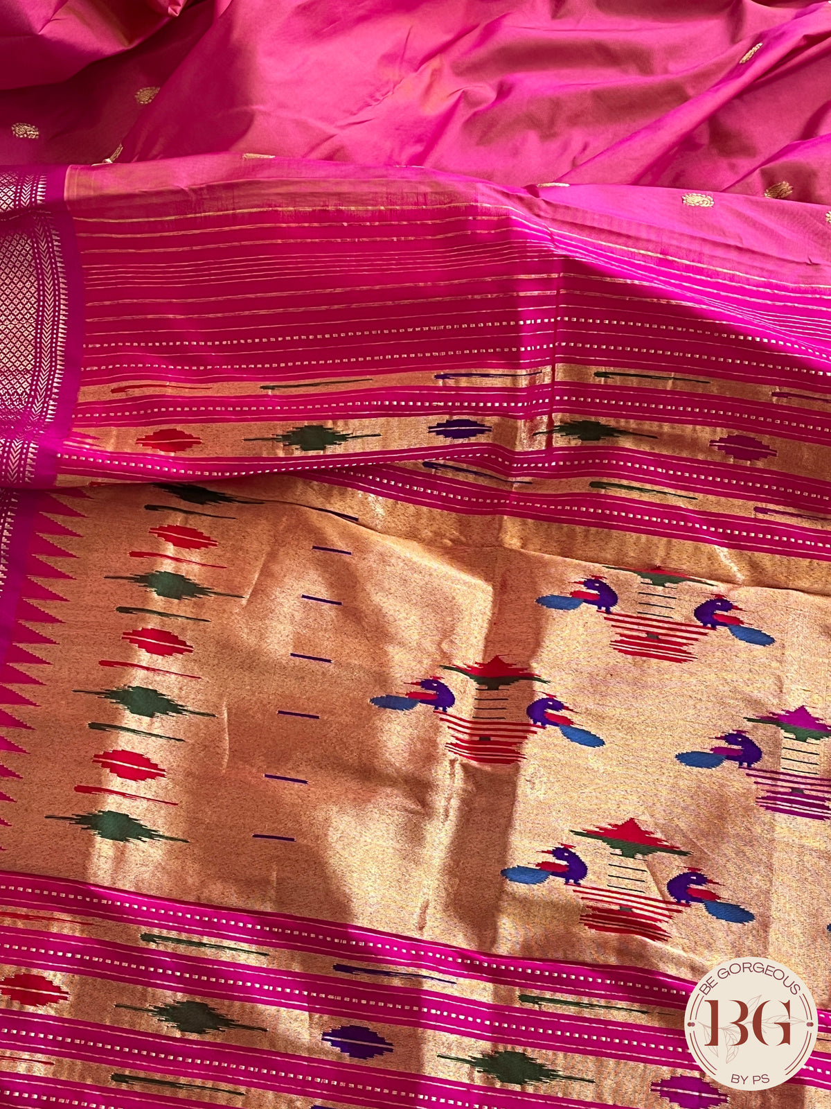 Paithani Traditional Handloom - Pink saree color - pink