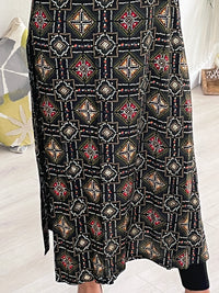 Black Straight cut Kurti with embroidery and mirror detailing