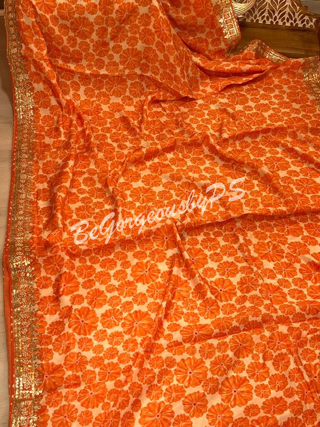 CREPE FLORAL ORANGE