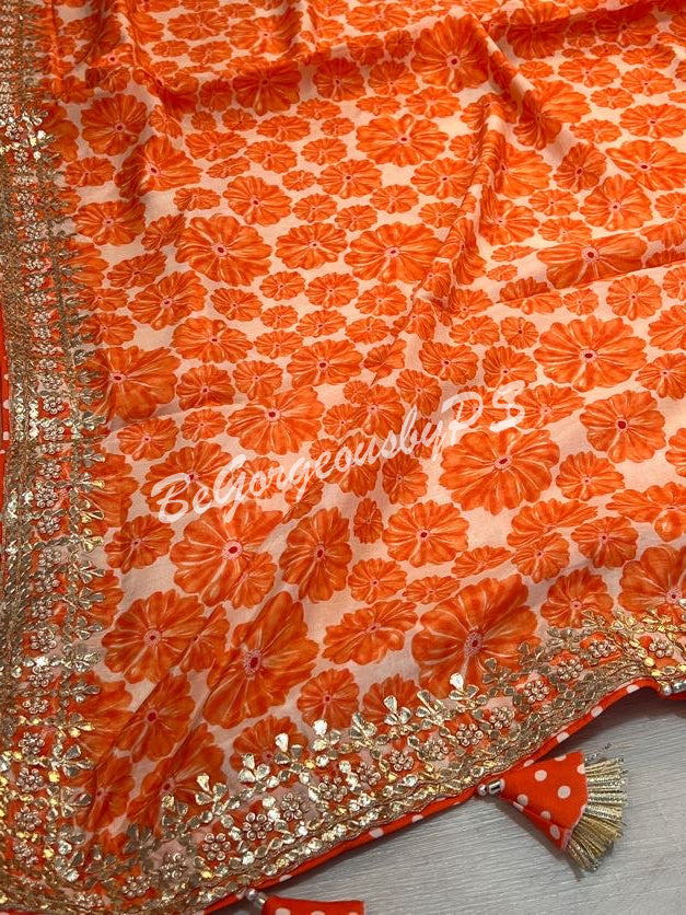 CREPE FLORAL ORANGE