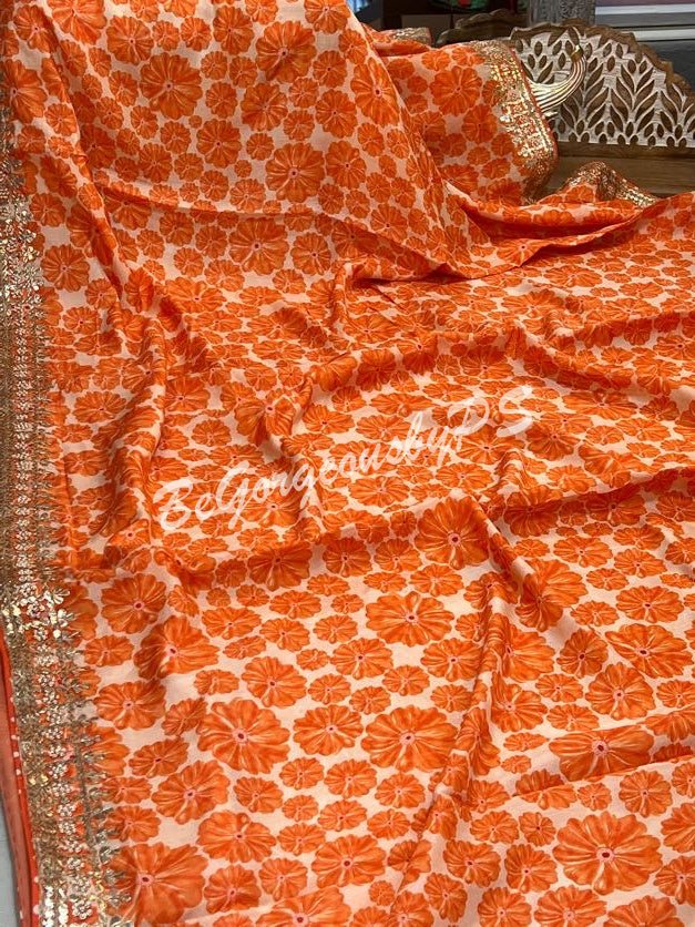 CREPE FLORAL ORANGE