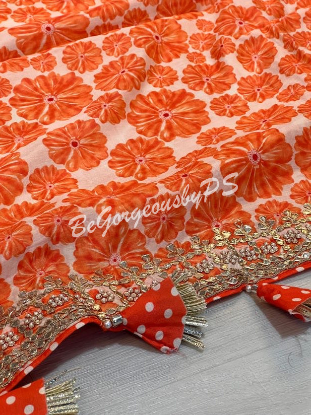 CREPE FLORAL ORANGE