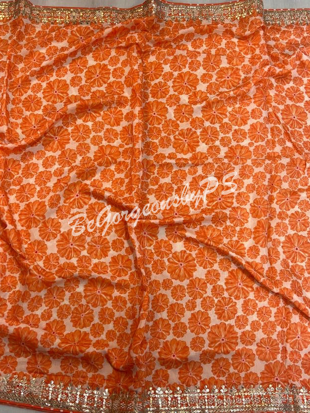 CREPE FLORAL ORANGE