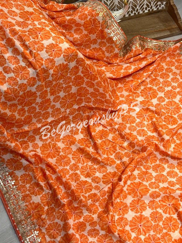 CREPE FLORAL ORANGE