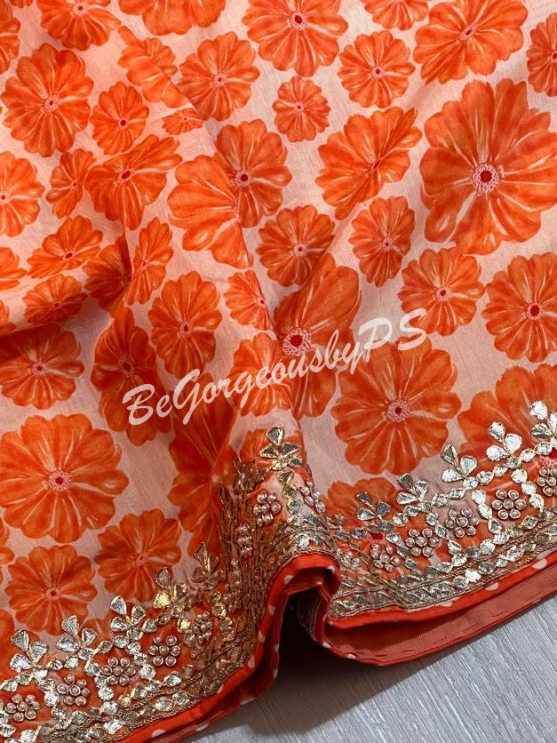 CREPE FLORAL ORANGE