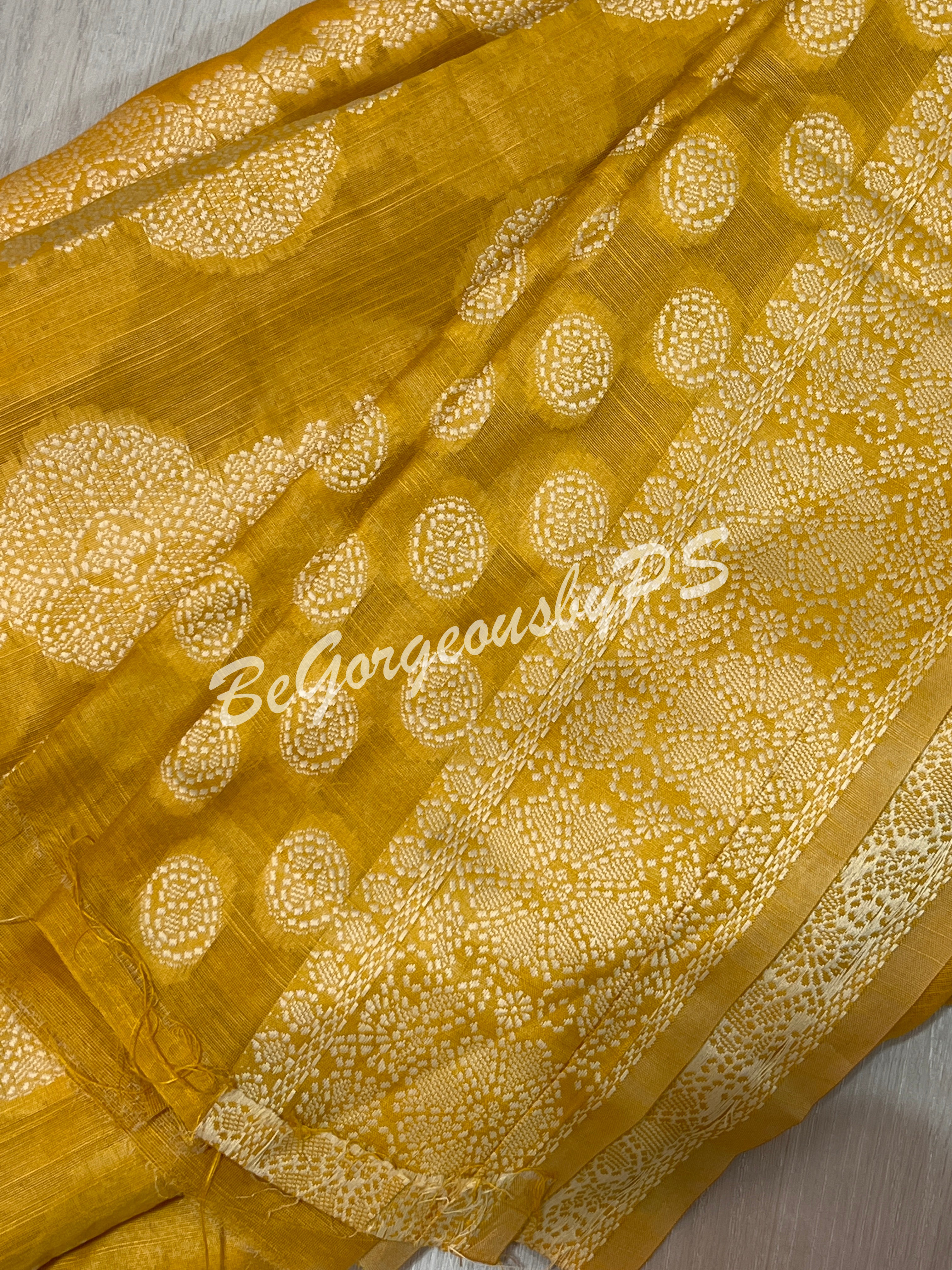 CHIKANKARI COTTON YELLOW SA-CHI-COT-YE150