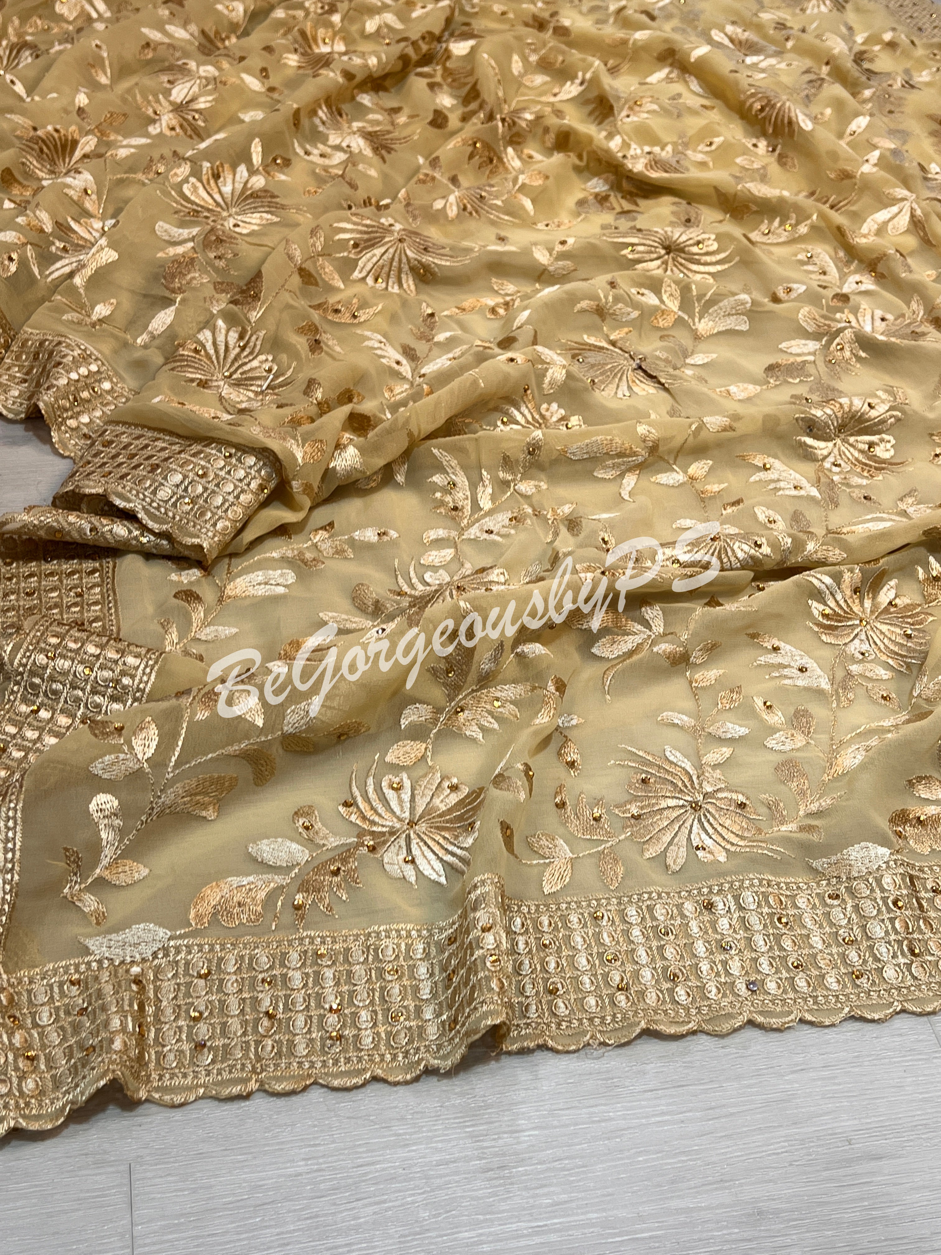 EMBROIDERY GEORGETTE CREAM SA-EMB-GEO-CR144