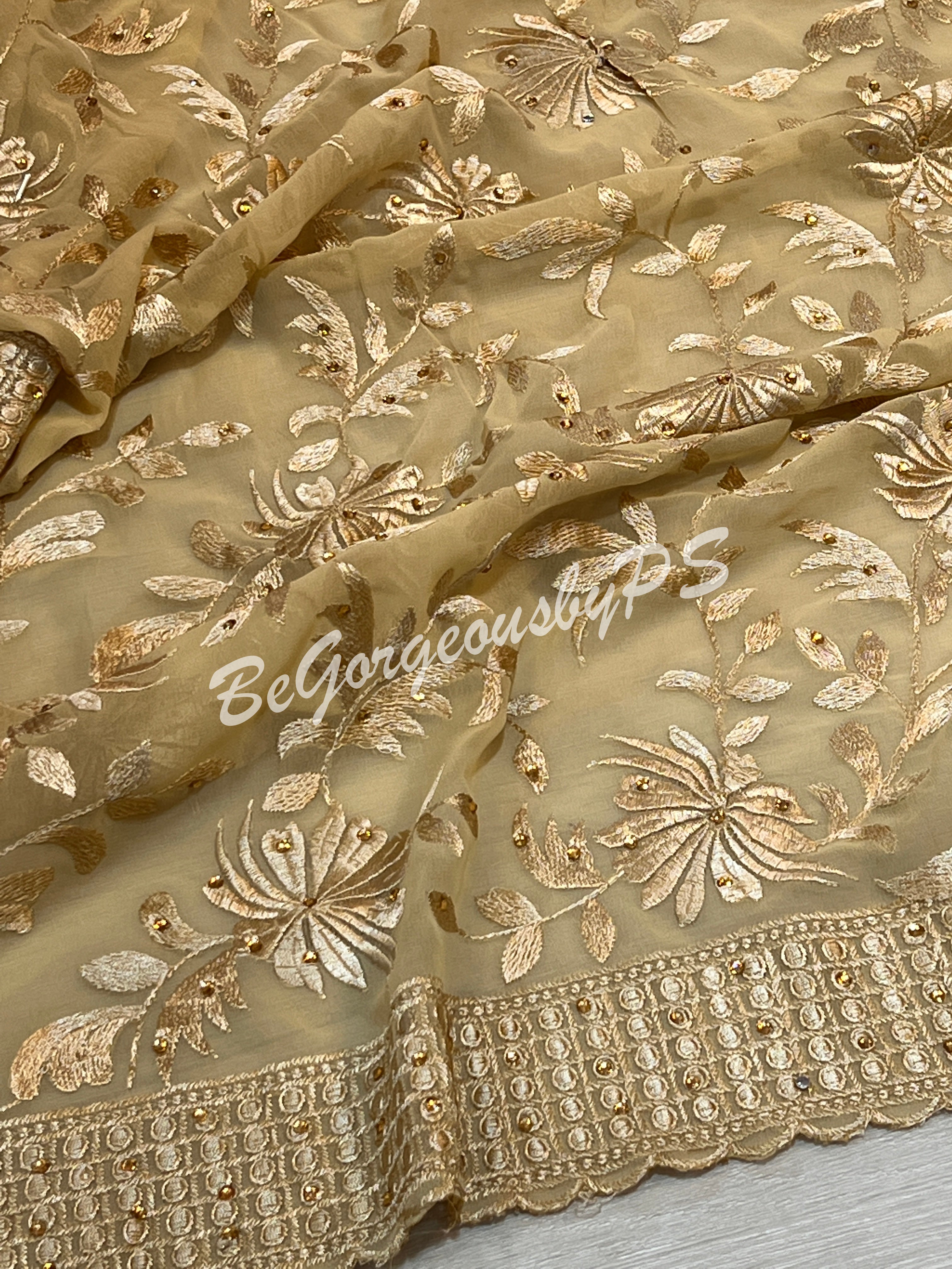 EMBROIDERY GEORGETTE CREAM SA-EMB-GEO-CR144