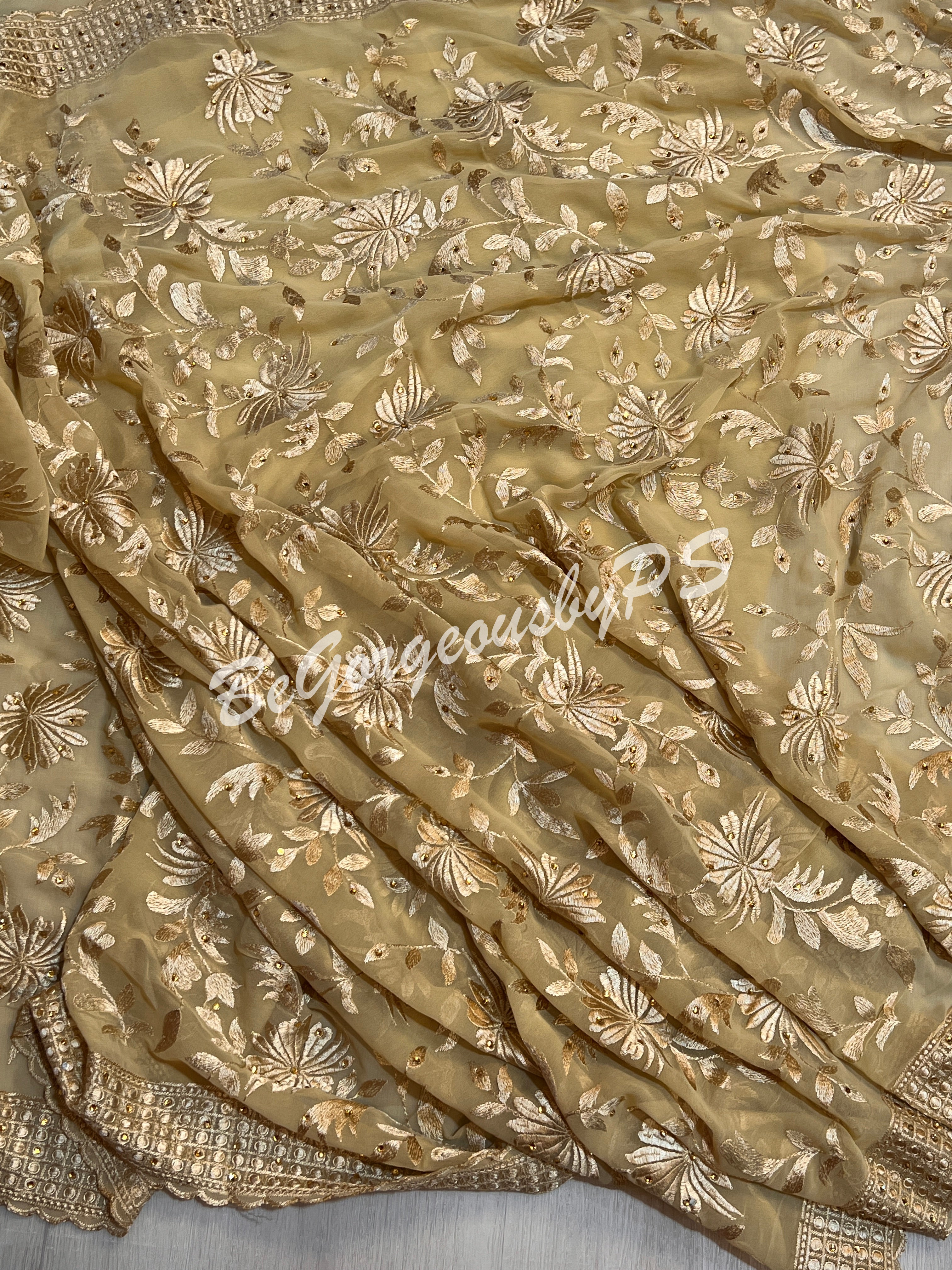 EMBROIDERY GEORGETTE CREAM SA-EMB-GEO-CR144