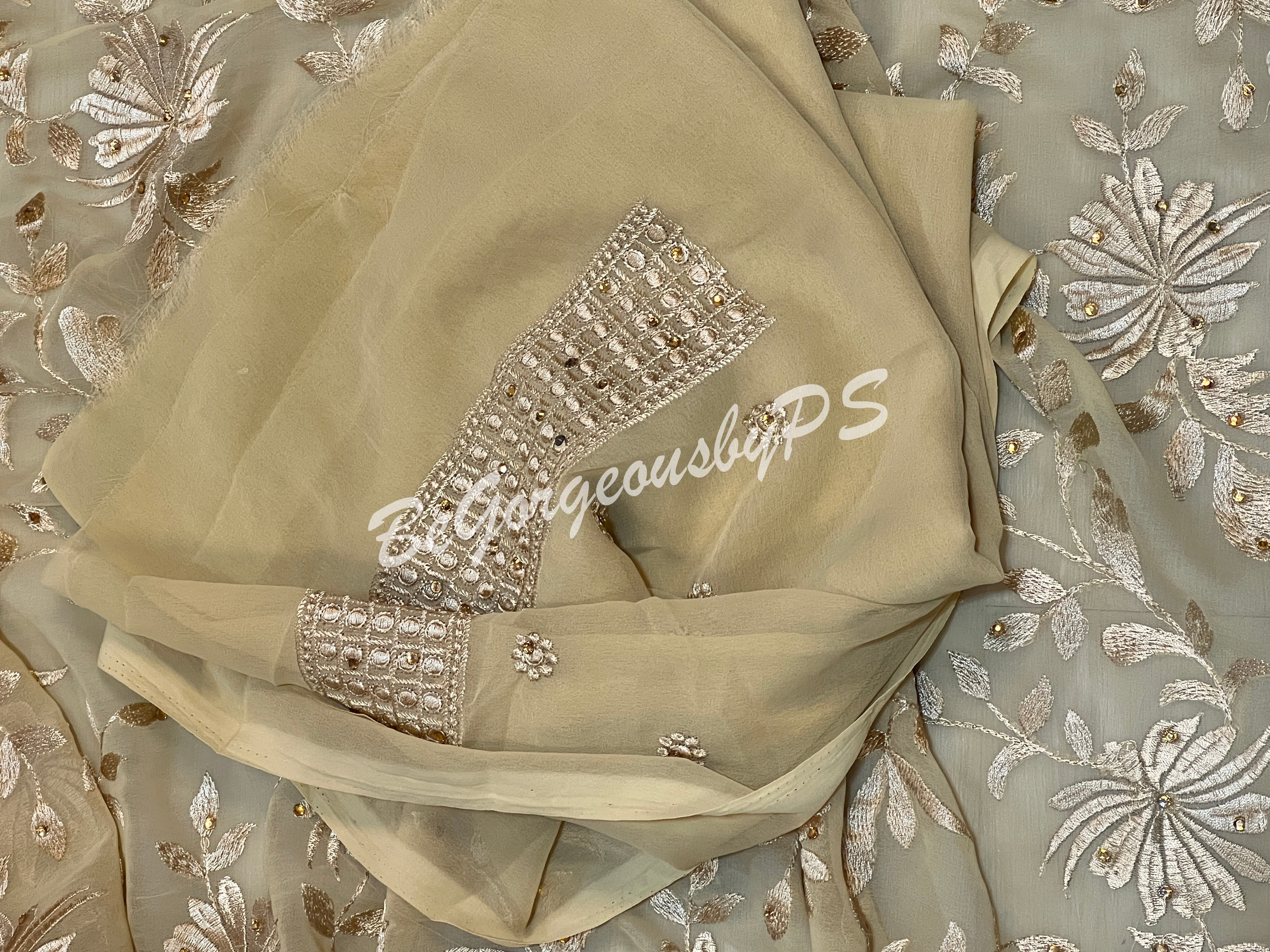 EMBROIDERY GEORGETTE CREAM SA-EMB-GEO-CR144