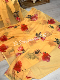 FLORAL PRINTED GEORGETTE YELLOW SA-FLO-GEO-YE149