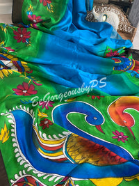 Tussar hand painted kalamkari saree