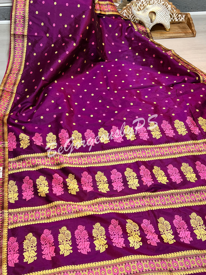 ASSAM SILK PURPLE SAREE