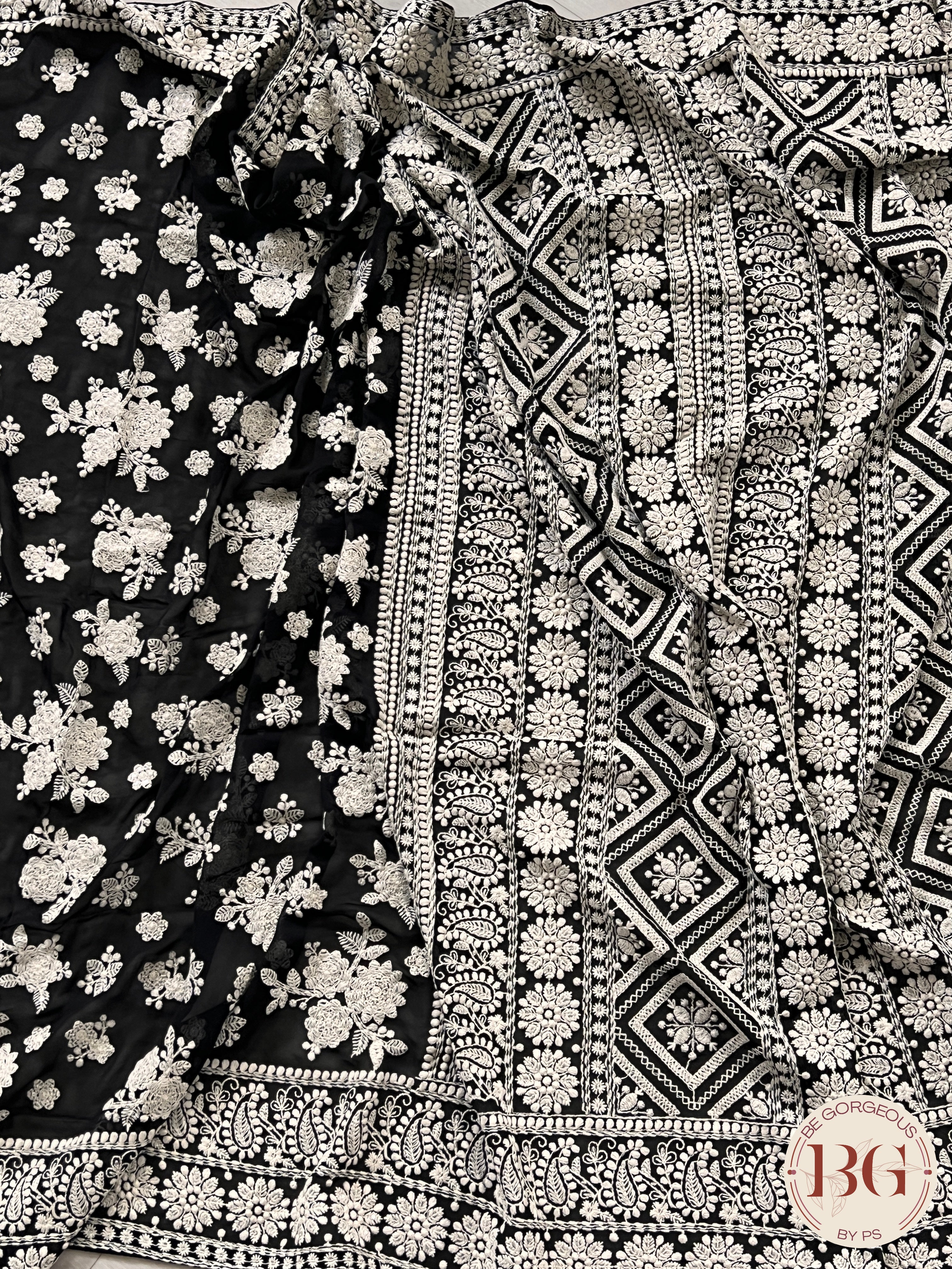 Chikankari with sequin Black floral