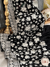 Chikankari with sequin Black floral