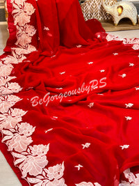 CUTWORK GEORGETTE RED & White