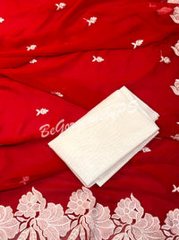 CUTWORK GEORGETTE RED & White