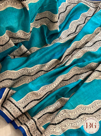 Kantha on tussar Blue