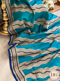 Kantha on tussar Blue