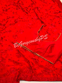 EMBROIDERY GEORGETTE RED