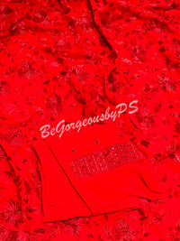 EMBROIDERY GEORGETTE RED