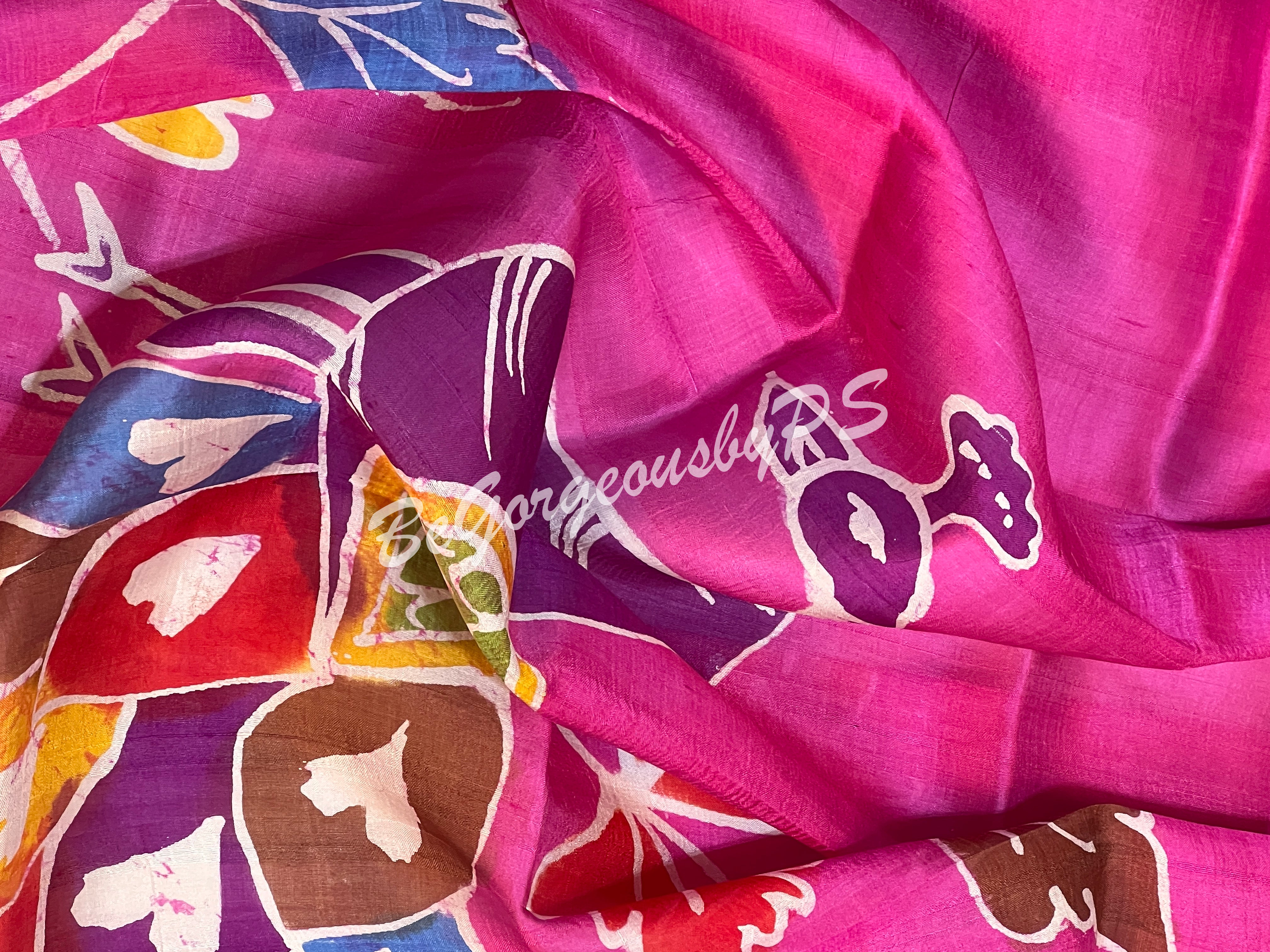 MURSHIDABAD BATIK PRINTED LIGHT PINK PEACOCK SAREE