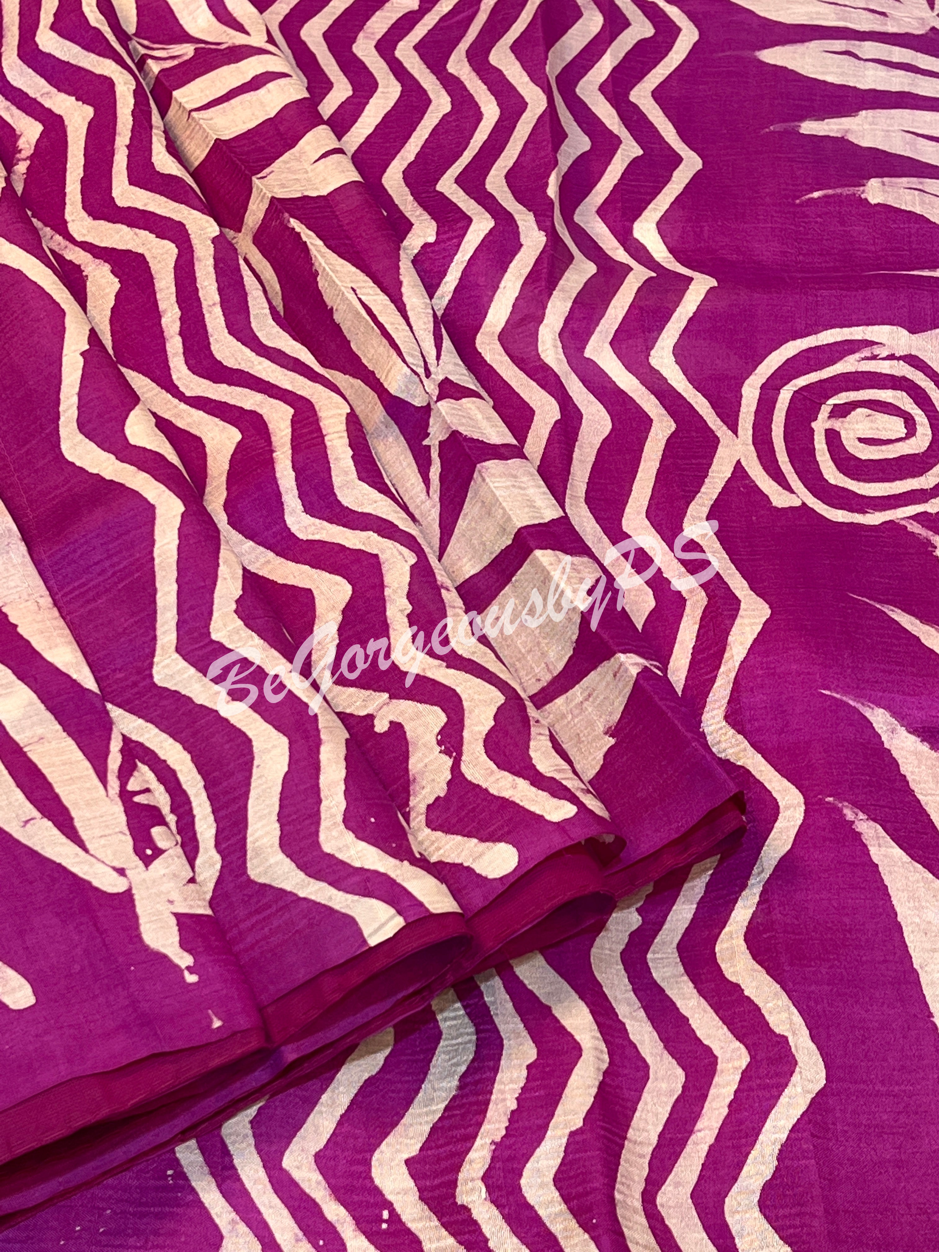 MURSHIDABAD BATIK PRINTED DEEP PINK SAREE