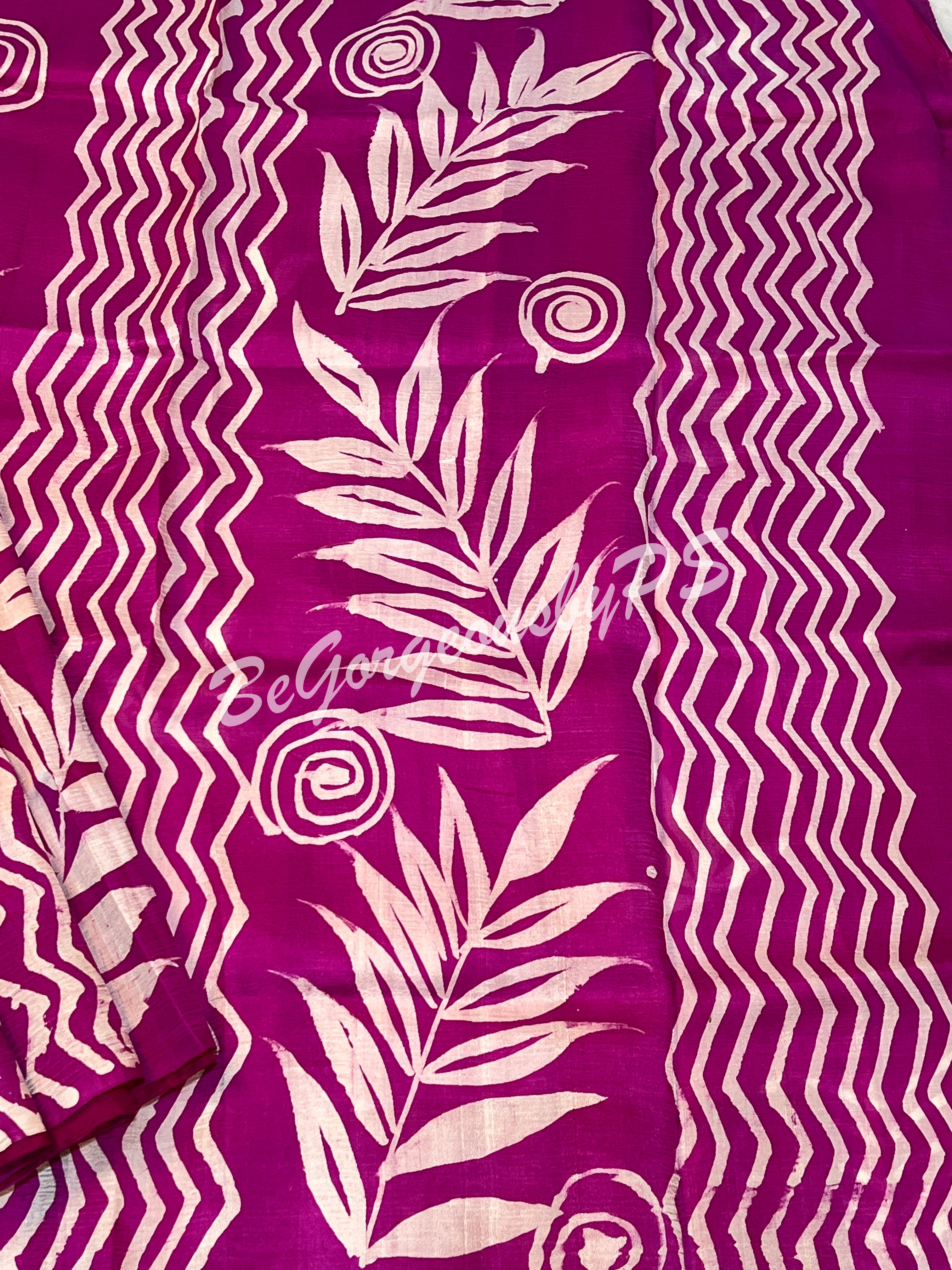 MURSHIDABAD BATIK PRINTED DEEP PINK SAREE