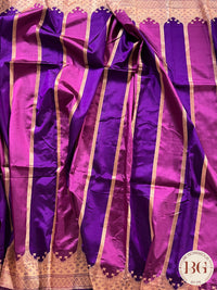Banarasi Handloom Katan Silk antique zari khadua weaved saree, silkmark certified - Purple Pink