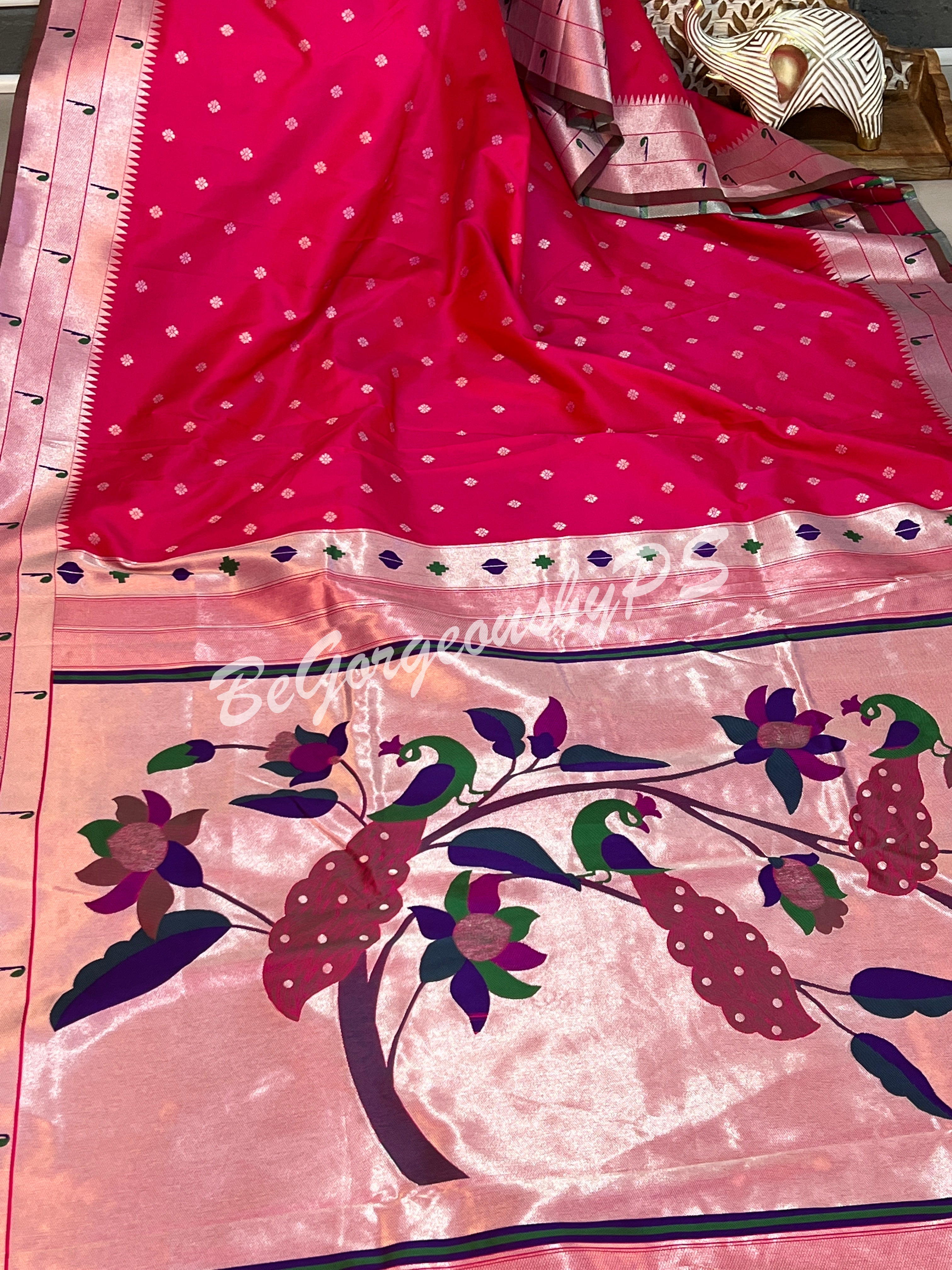 PAITHANI SILVER ZARI PINK