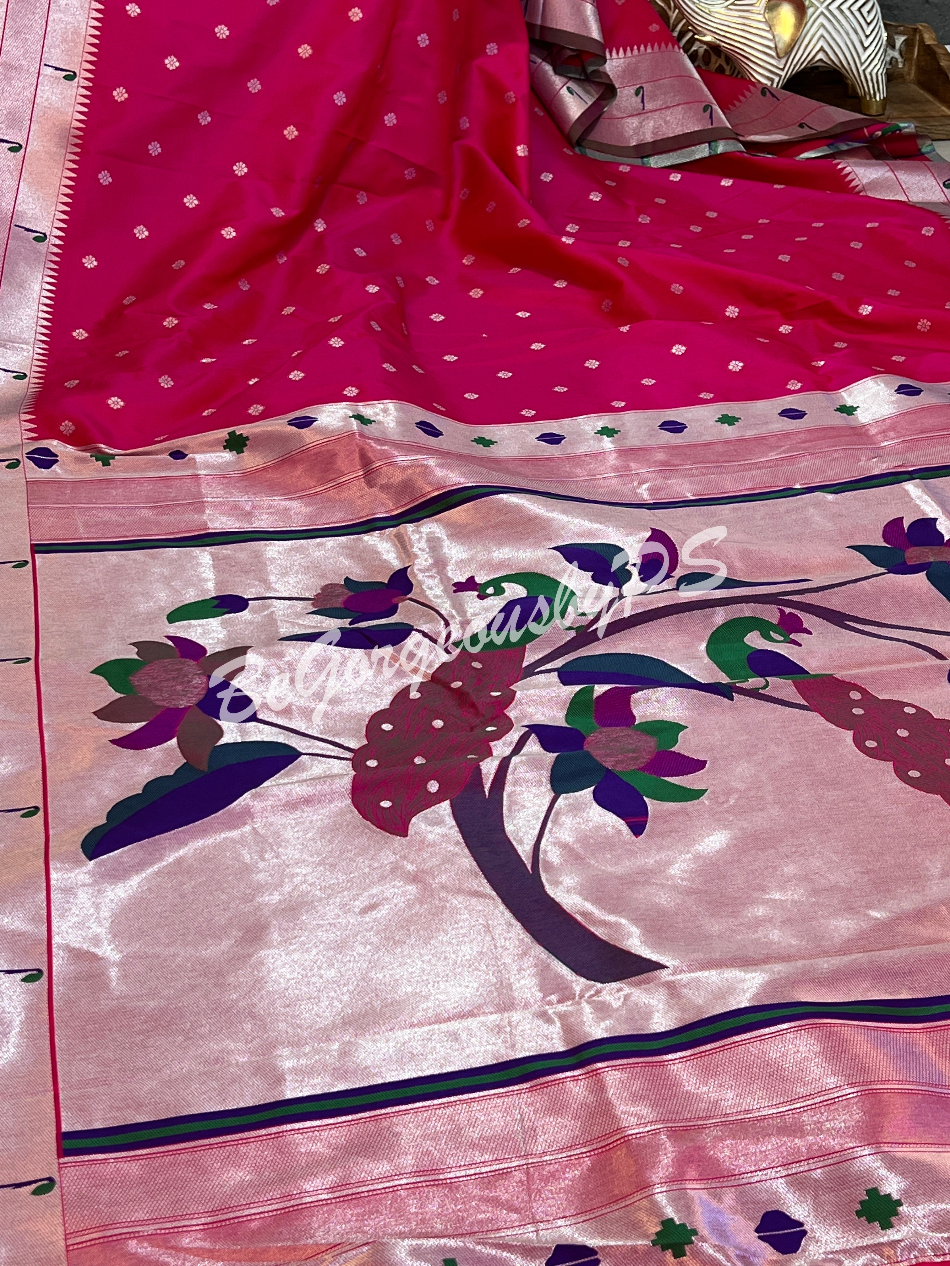 PAITHANI SILVER ZARI PINK