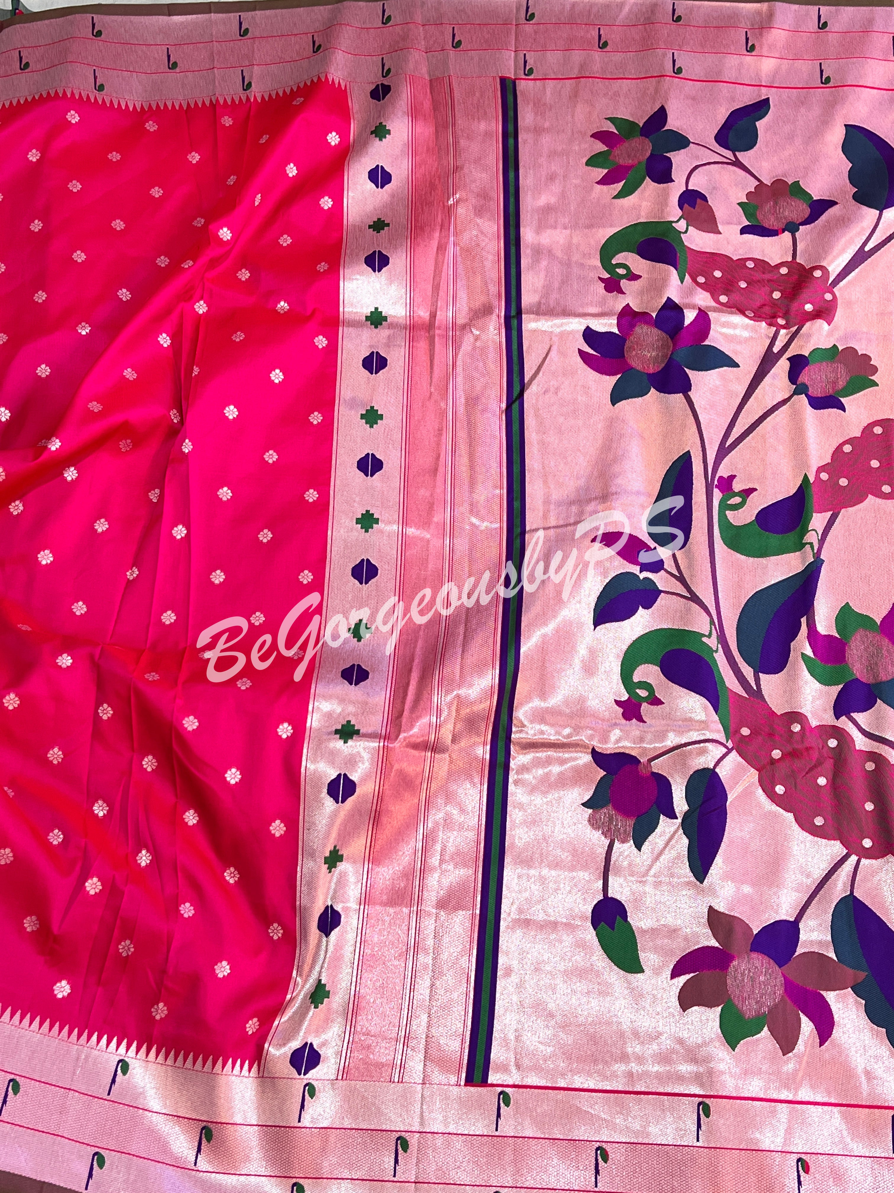 PAITHANI SILVER ZARI PINK