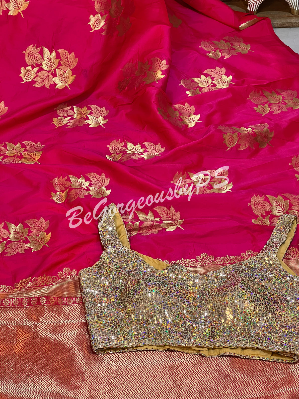 SOFT SILK GOLD ZARI PINK