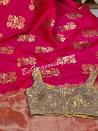 SOFT SILK GOLD ZARI PINK