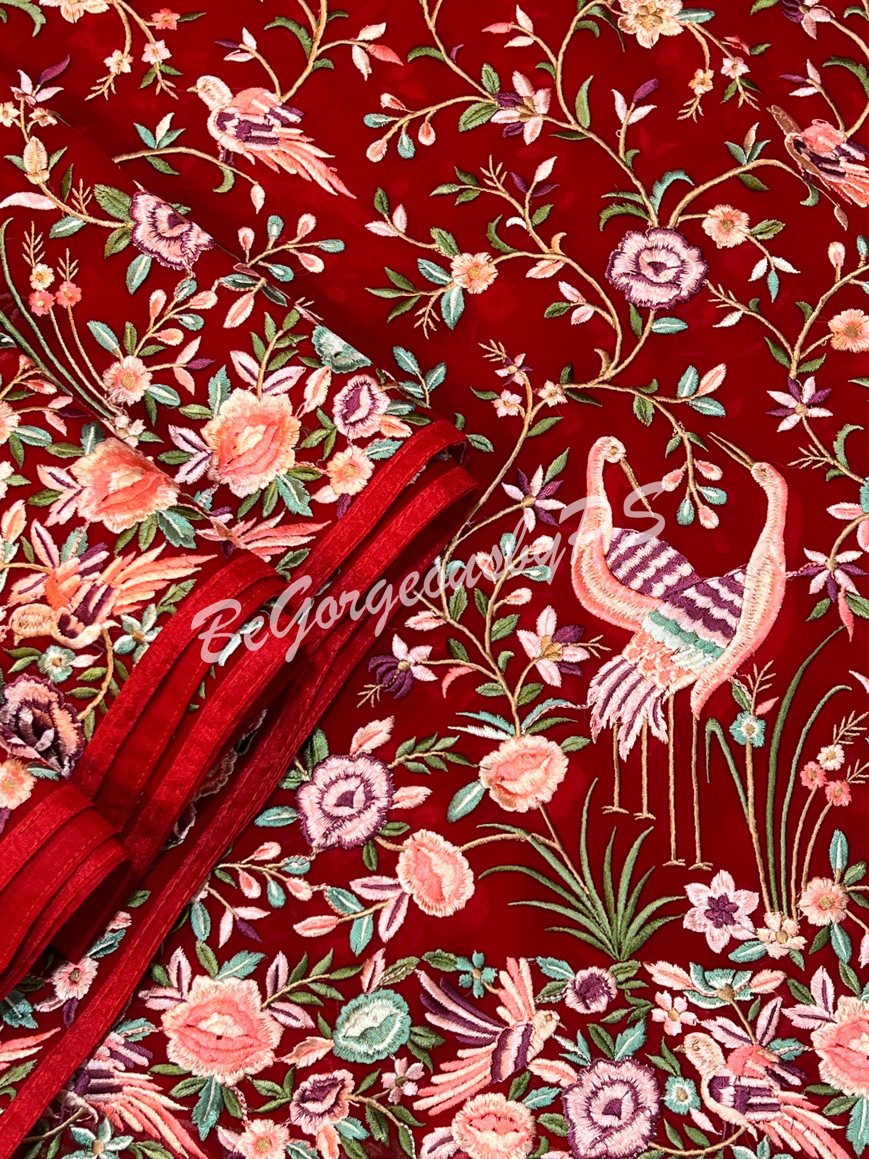 Parsi Gara on Georgette Red