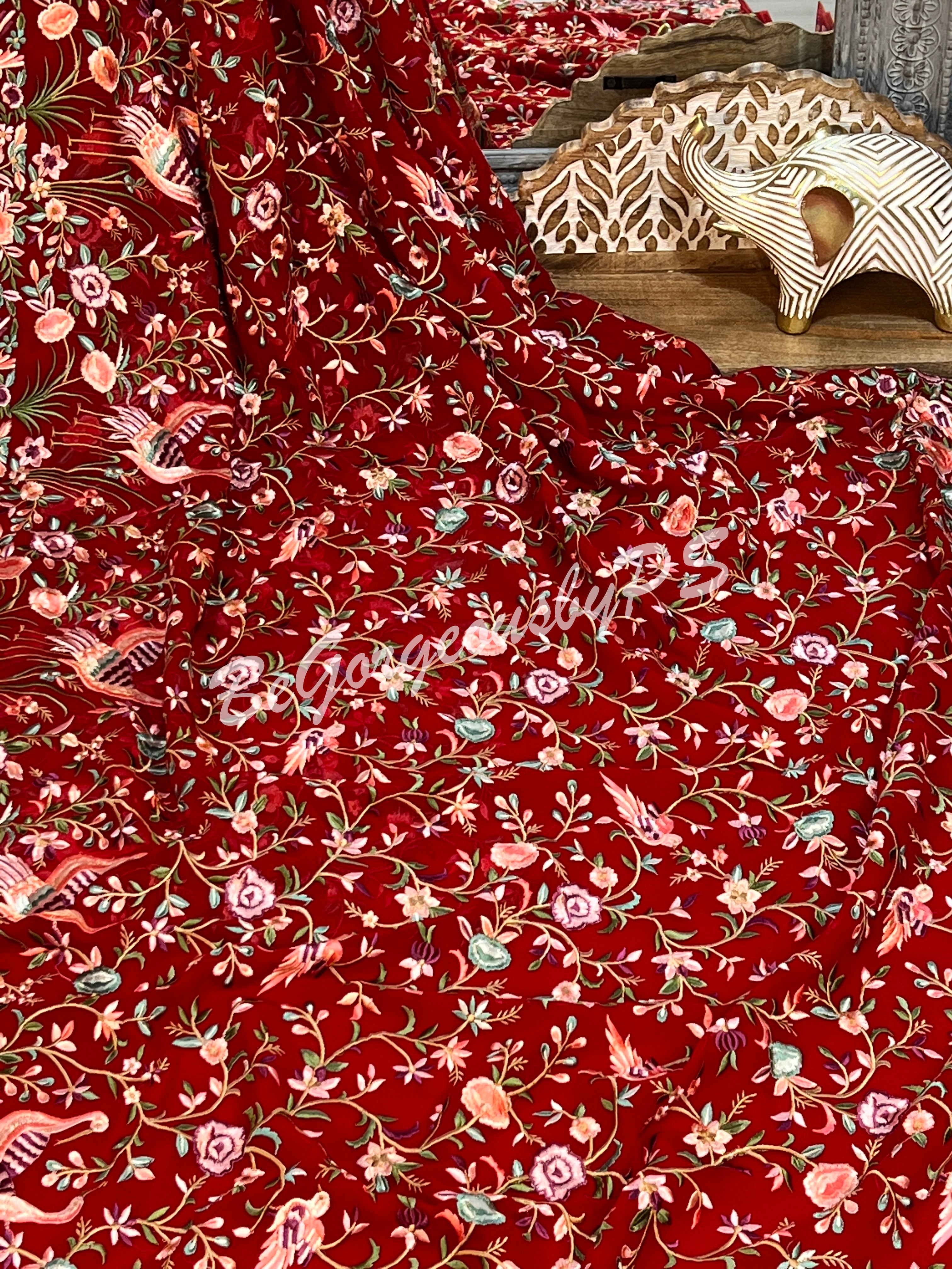 Parsi Gara on Georgette Red