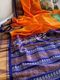 Gadwal Silk Saree with ganga jamuna border