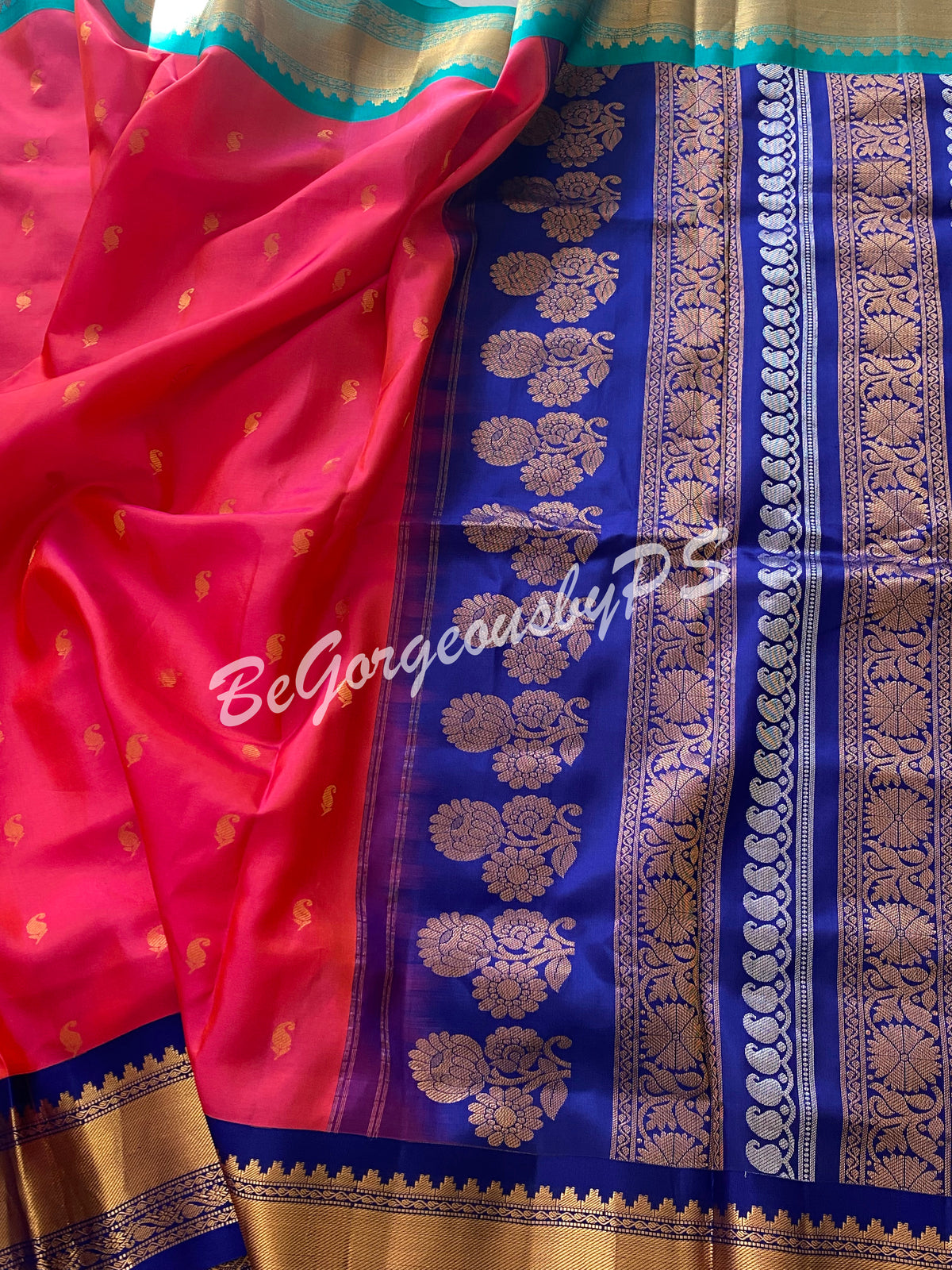 Gadwal Silk Saree with ganga jamuna border