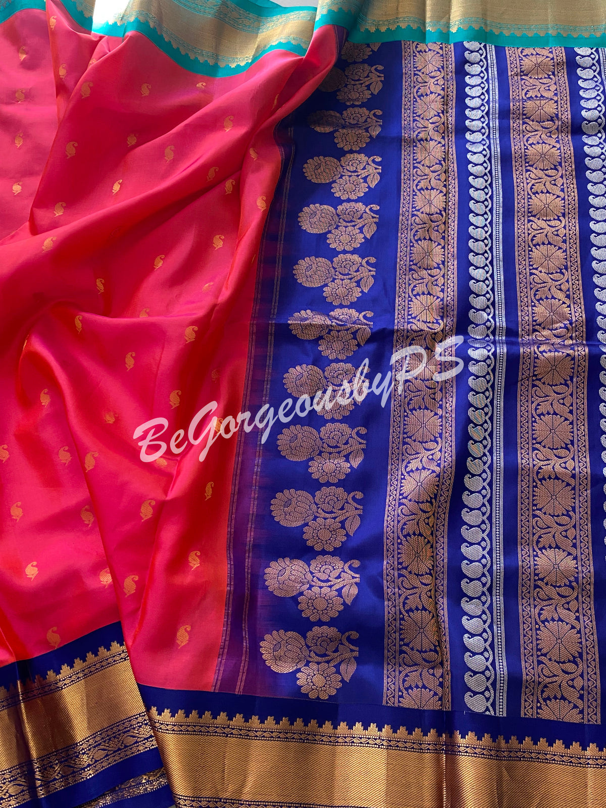 Gadwal Silk Saree with ganga jamuna border