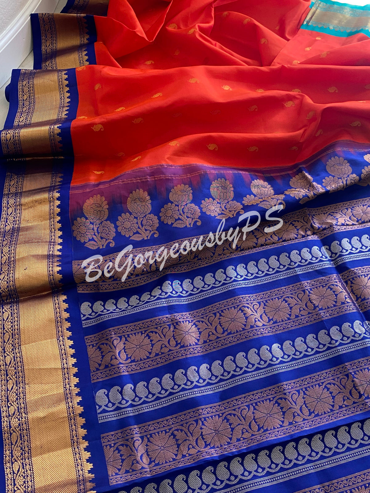 Gadwal Silk Saree with ganga jamuna border