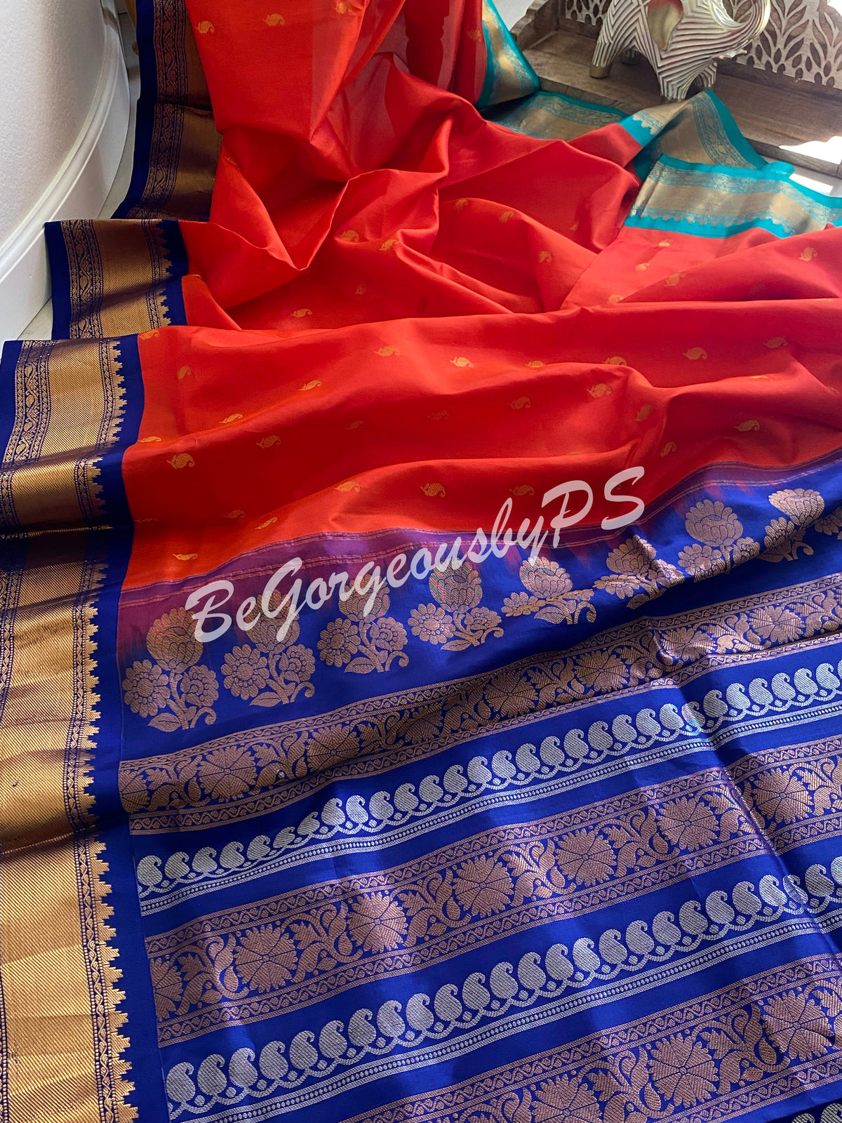 Gadwal Silk Saree with ganga jamuna border