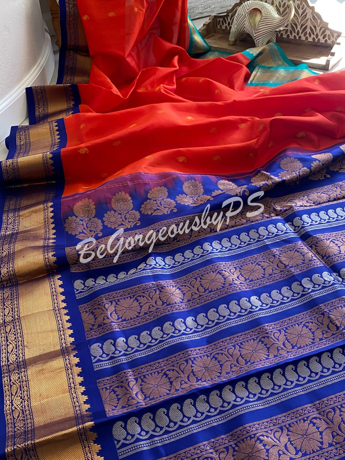 Gadwal Silk Saree with ganga jamuna border