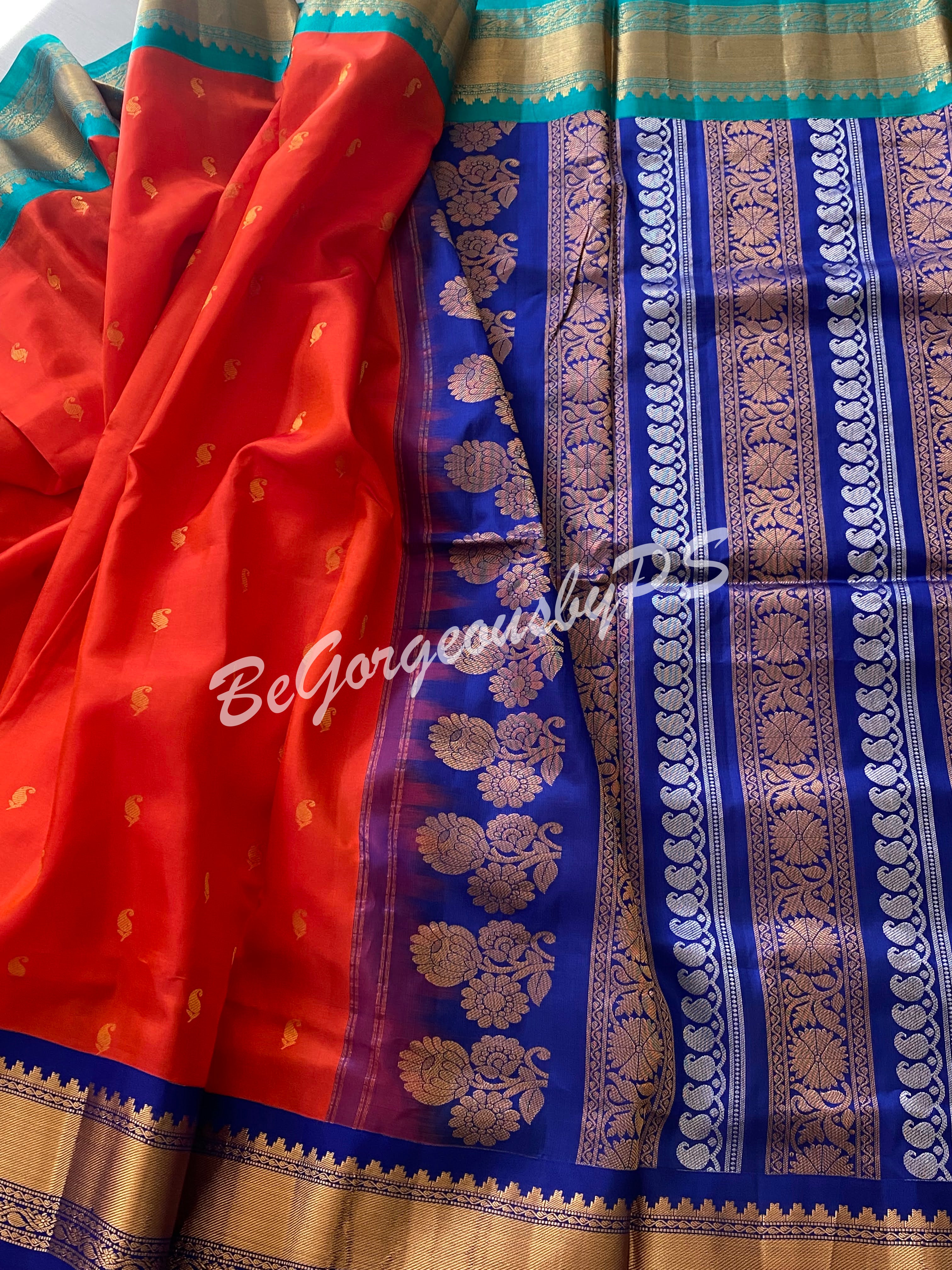 Pure Pochampally Ikkat SIlk Saree with Ganga Jamuna Borders | SILK MAR –  Shobitam