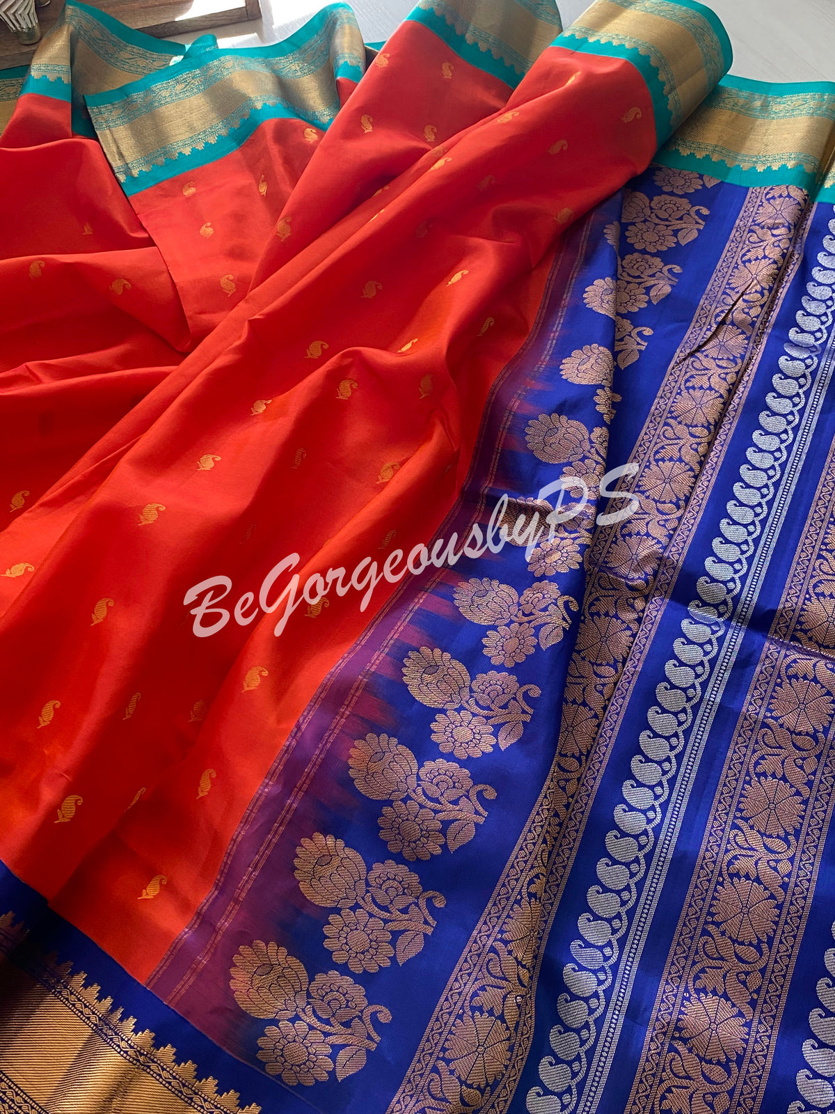 Gadwal Silk Saree with ganga jamuna border