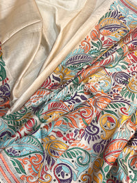 KANTHA TUSSAR LOTUS DESIGN SAREE