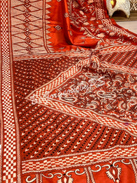 KANTHA BANGALORE SILK RUST SAREE