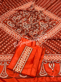 KANTHA BANGALORE SILK RUST SAREE