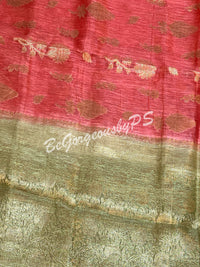 JAMDANI SILK ORANGE GREEN SAREE