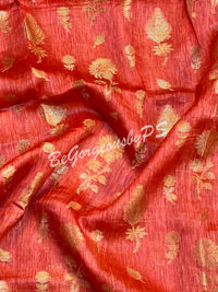 JAMDANI SILK ORANGE GREEN SAREE