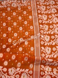 JAMDANI MUSLIN orangish PEACH SAREE